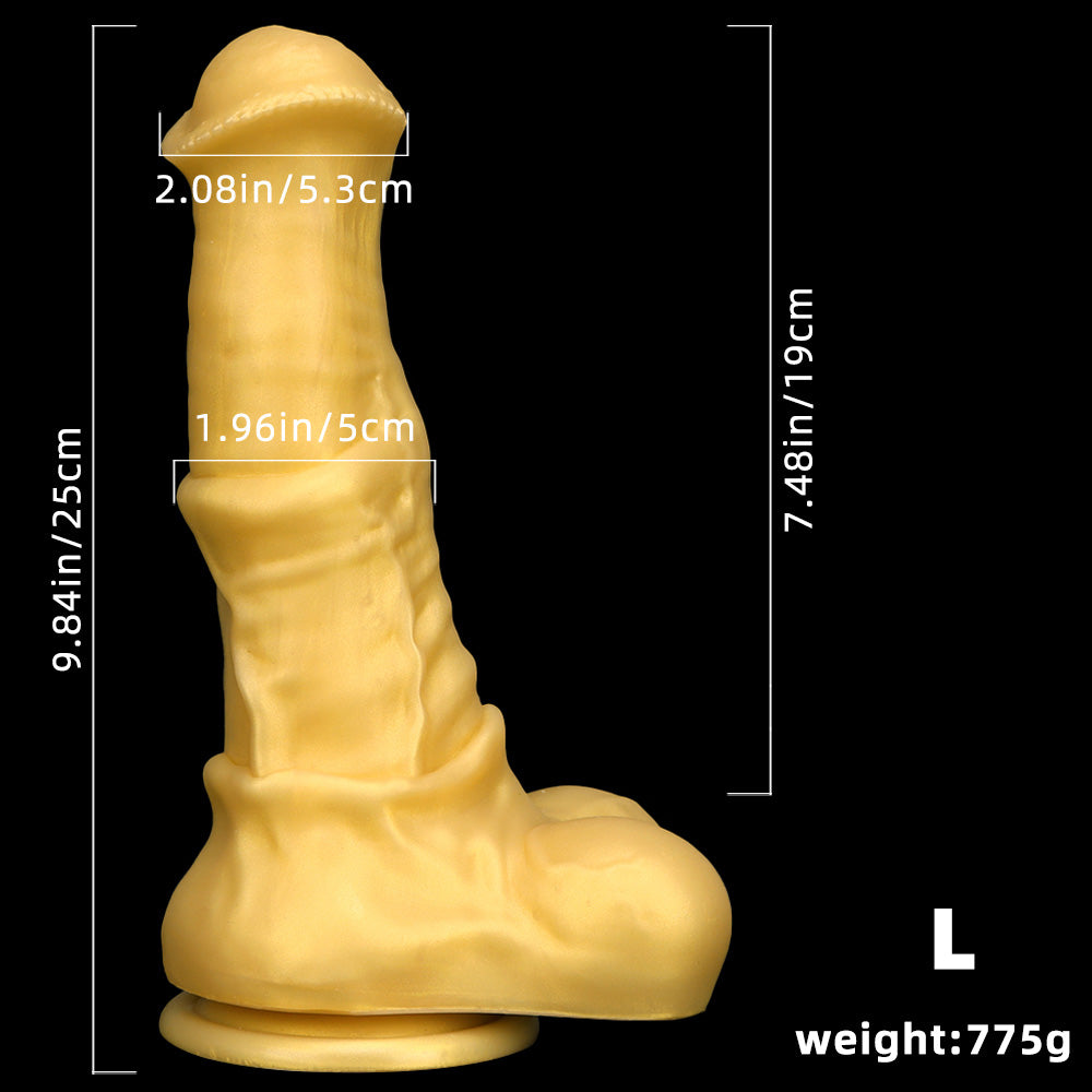 Gode cheval énorme en silicone de 33 cm de diamètre, doré