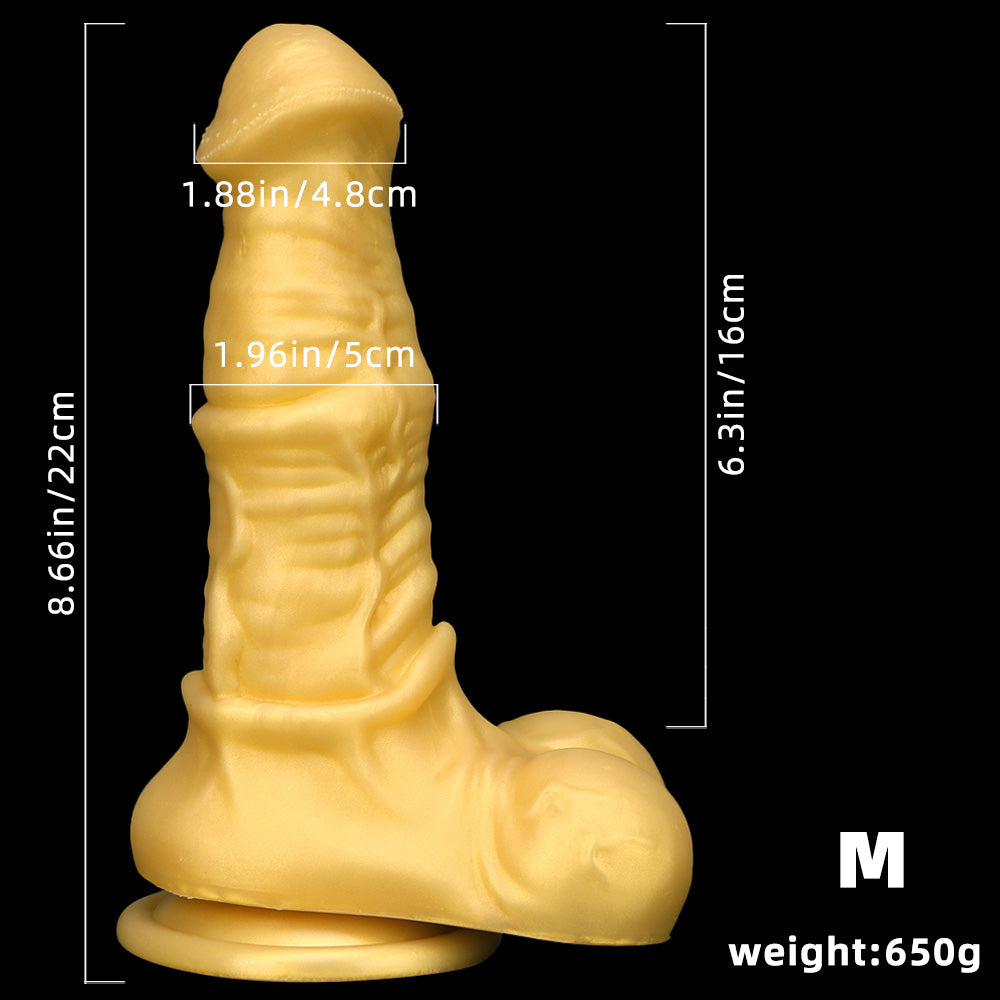 Gode cheval énorme en silicone de 33 cm de diamètre, doré