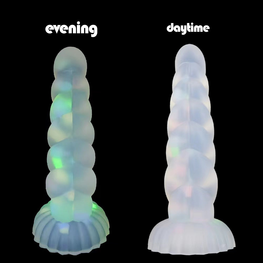BIG ANAL DILDO 9 INCH LUMINOUS COLORFUL FEMALE BEADED SOFT