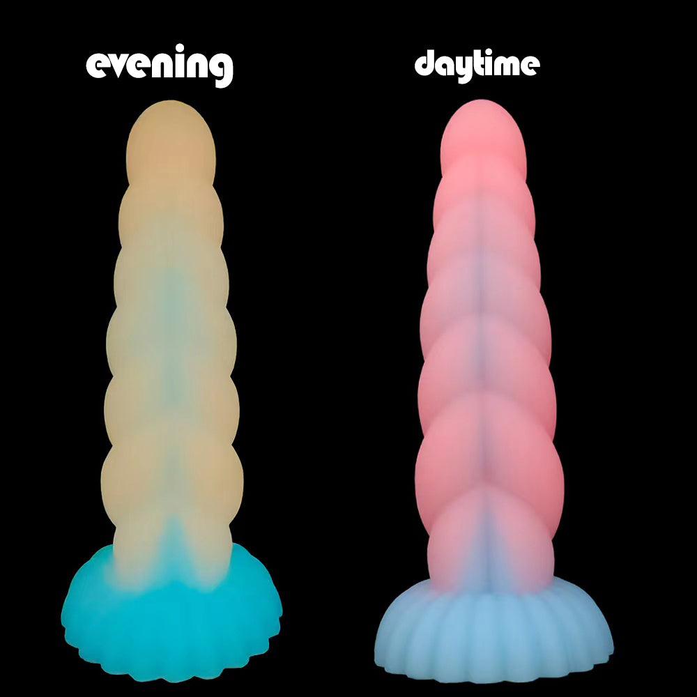 BIG ANAL DILDO 9 INCH LUMINOUS COLORFUL FEMALE BEADED SOFT