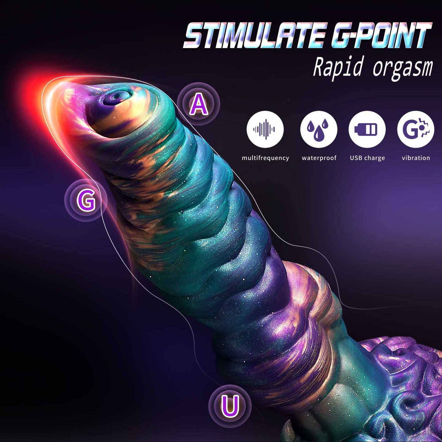 Gode vibrant en silicone de 10 pouces avec nœuds