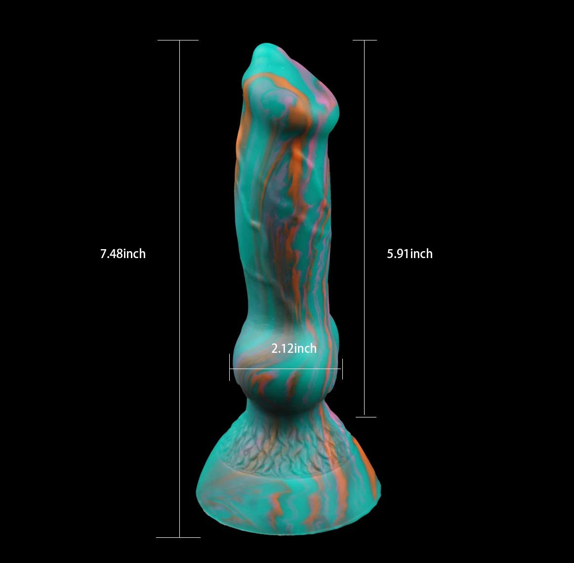 DILDO POUR CHIEN À VENTOUSE NOUÉE EN SILICONE 7 POUCES VERT