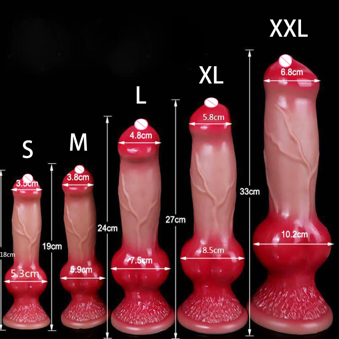 DILDO NOUÉ POUR CHIEN EN SILICONE 9 POUCES ROUGE