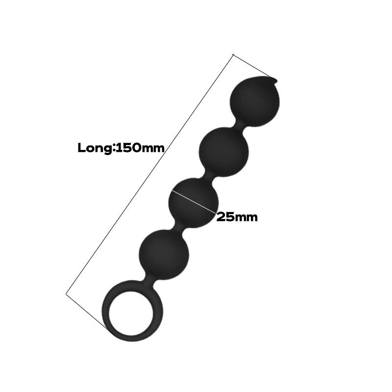 BEADED ANAL TOYS MALE 5 INCH BLACK SILICONE