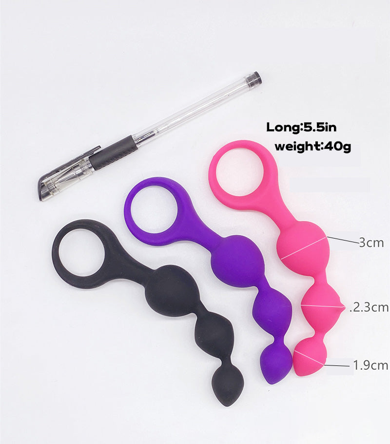 BEADED ANAL DILDO 5 INCH SMALL SILICONE PINK