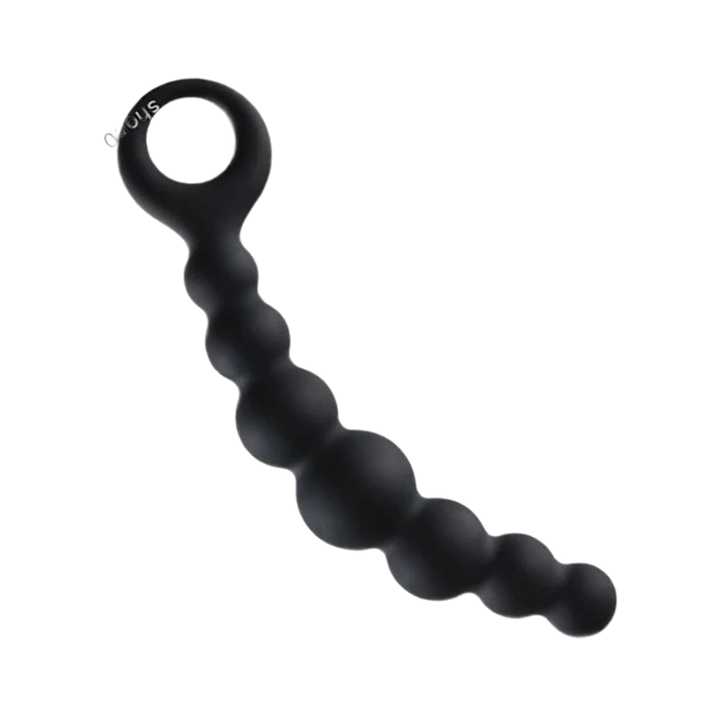BEADED ANAL TOYS MEN 7 INCH SILICONE BLACK