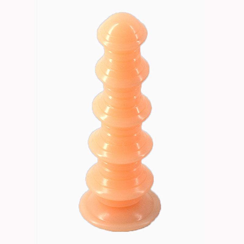 BEADED ANAL DILDO RIBBED 8 INCH BLACK