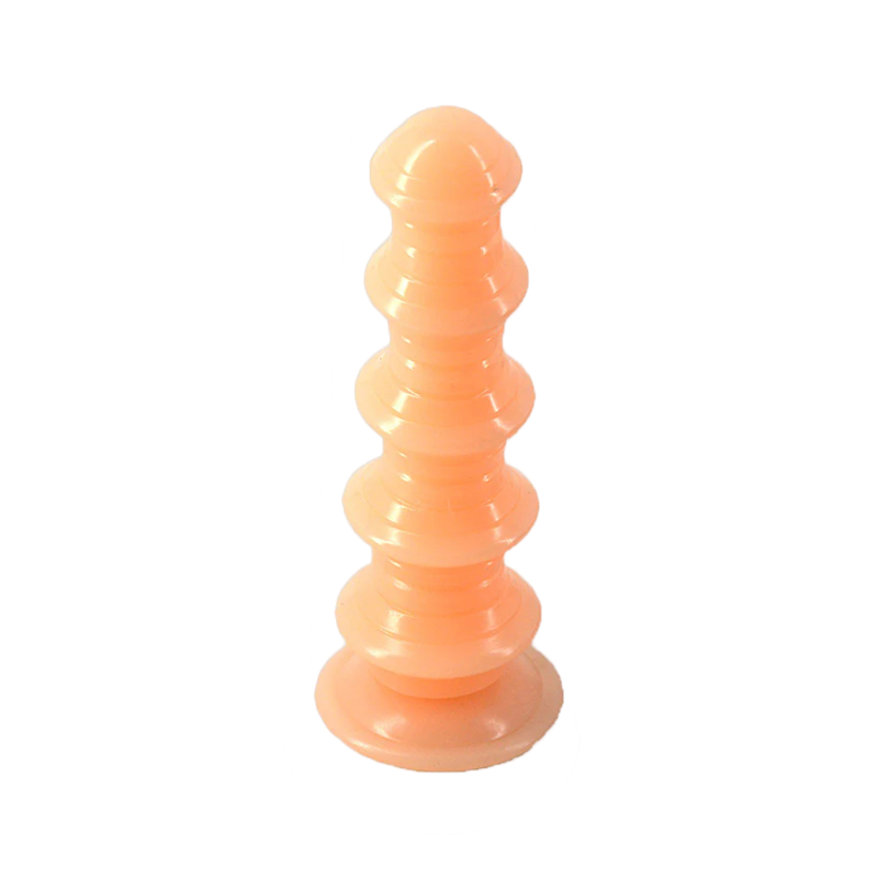 BEADED ANAL DILDO RIBBED 8 INCH BLACK