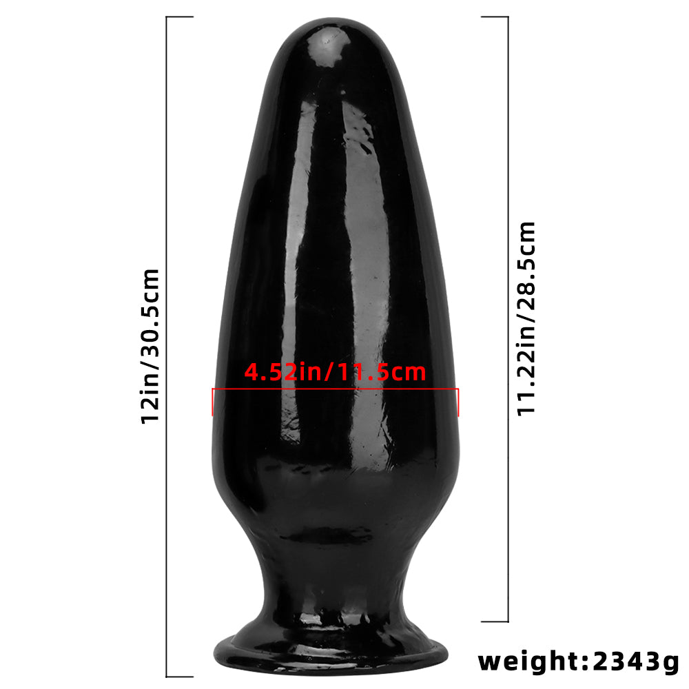 ÉNORME GODE À VENTOUSE PVC 12 POUCES NOIR
