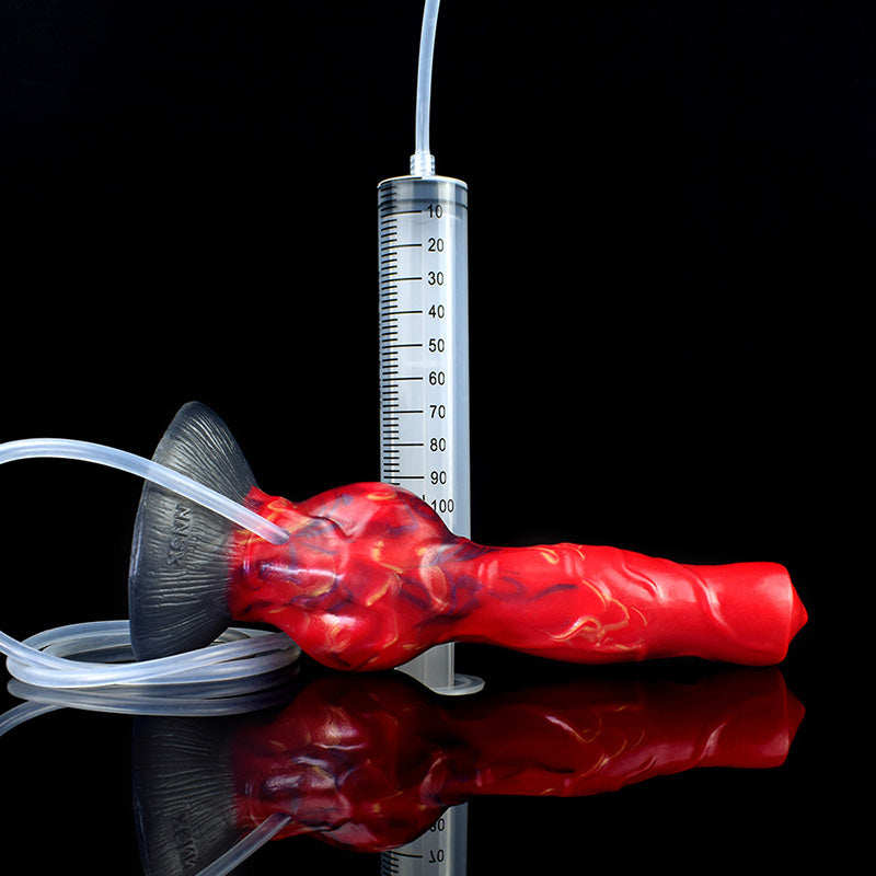 MONSTER DILDO ANAL SQUIRTING SILICONE 8 INCH RED