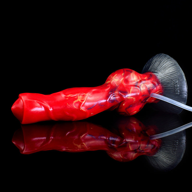 MONSTER DILDO ANAL SQUIRTING SILICONE 8 INCH RED