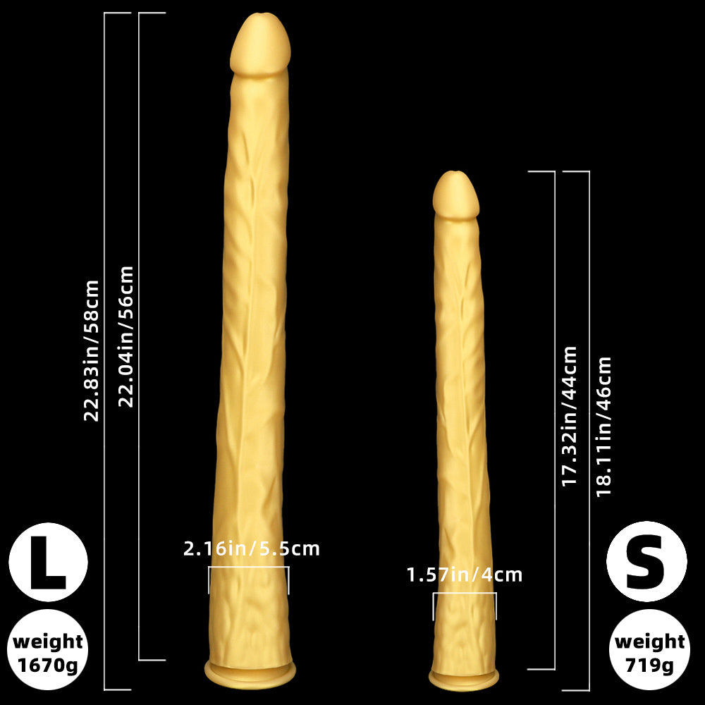 HUGE DILDO ANAL SILICONE LONG 22 INCH GOLD