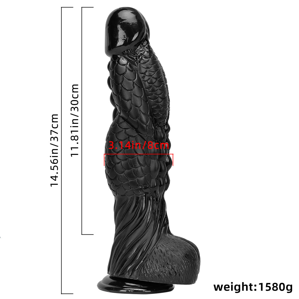 Gode Dragon Monster en PVC de 15 pouces, énorme, noir
