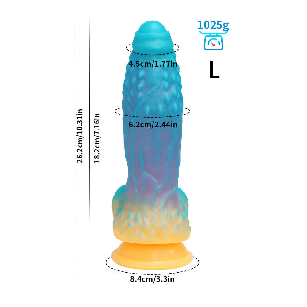 Gode Monstre Fantaisie en Silicone 10 pouces Brille dans le Noir