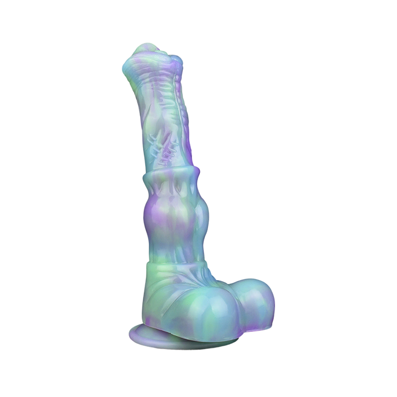 Gode cheval noué en silicone 9 pouces couleur lotus