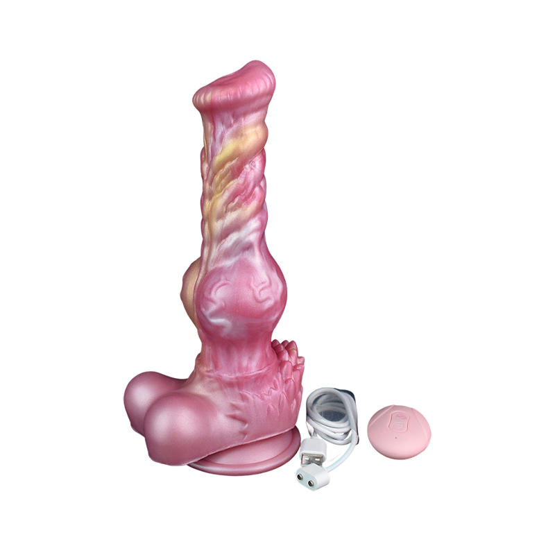 Gode cheval vibrant en silicone 23 cm rose