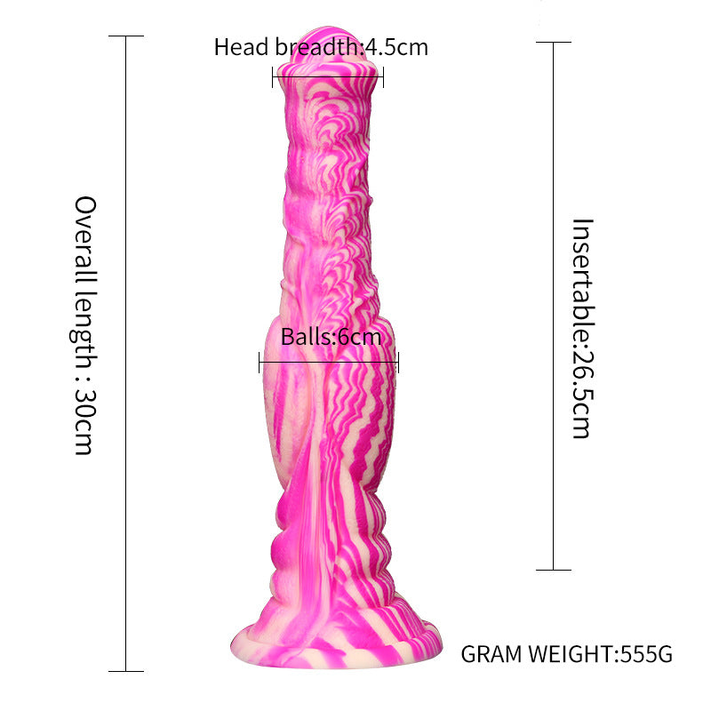 Gode cheval fantaisie en silicone 30,5 cm rose