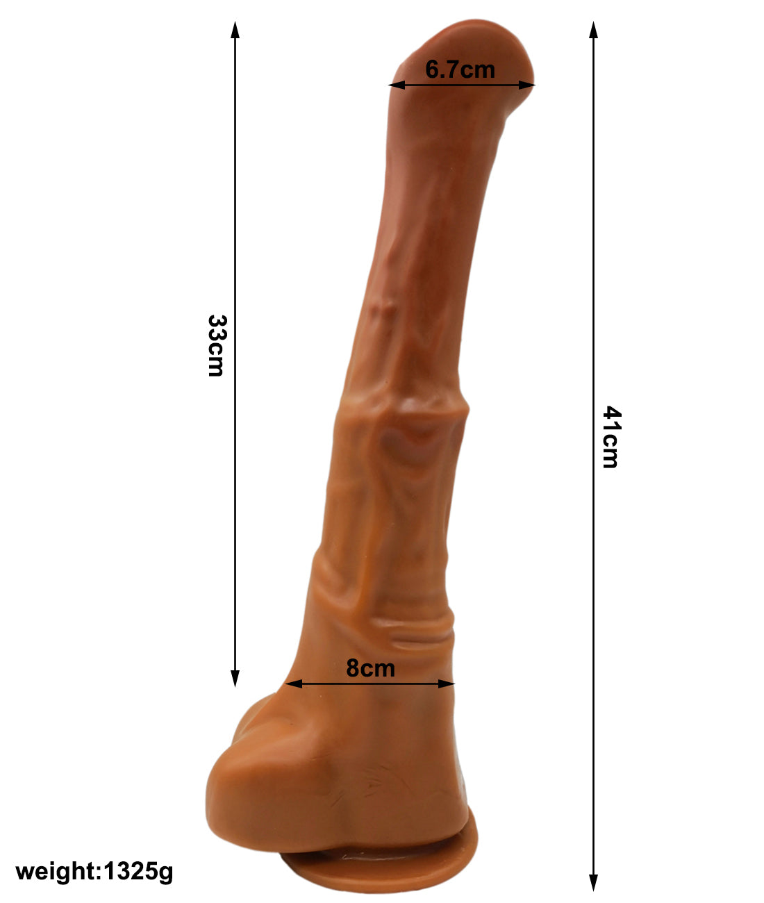 Gode géant en PVC pour cheval de 40,6 cm de long, marron