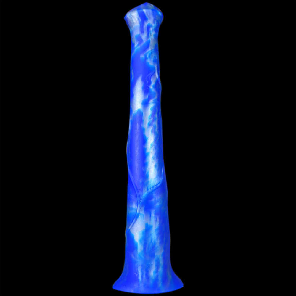 Gode cheval géant en silicone de 46 cm de long, bleu