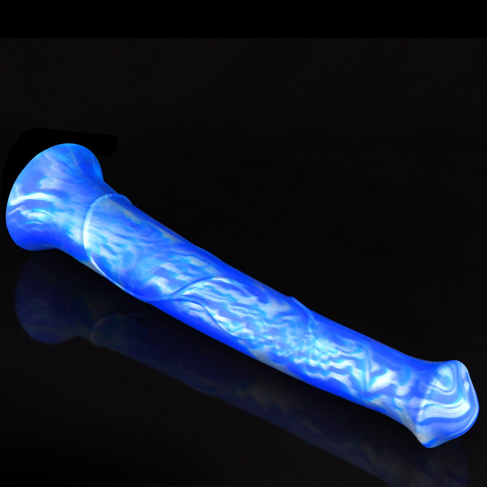 Gode cheval géant en silicone de 46 cm de long, bleu