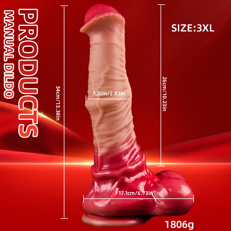 Gode cheval énorme en silicone de 33 cm (13 po) rouge