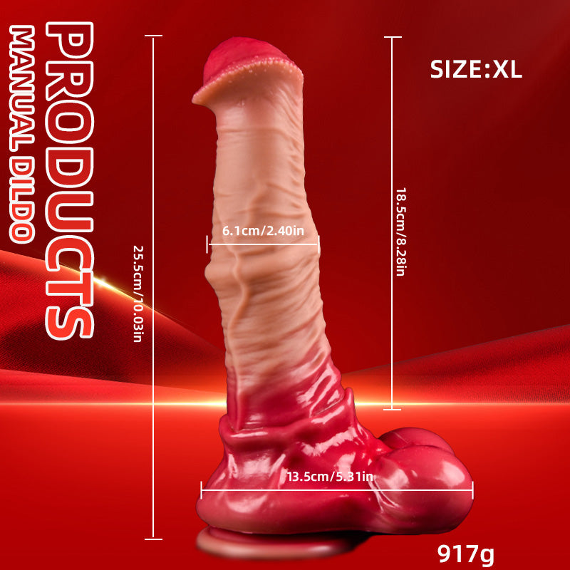 Gode cheval énorme en silicone de 33 cm (13 po) rouge
