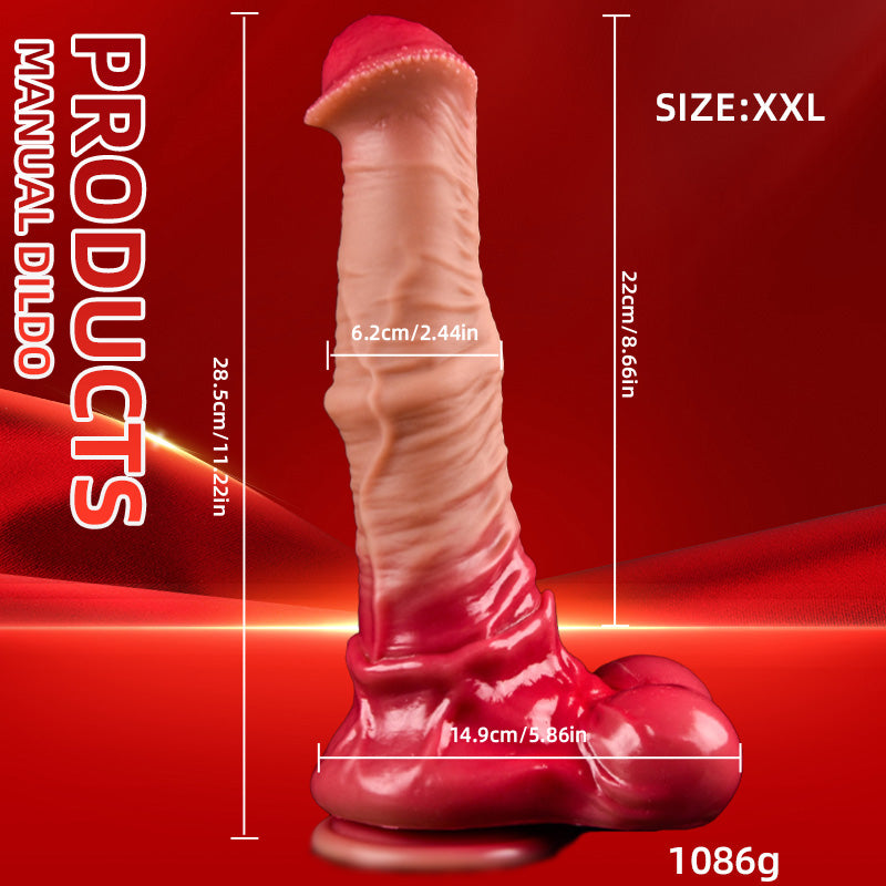 Gode cheval énorme en silicone de 33 cm (13 po) rouge
