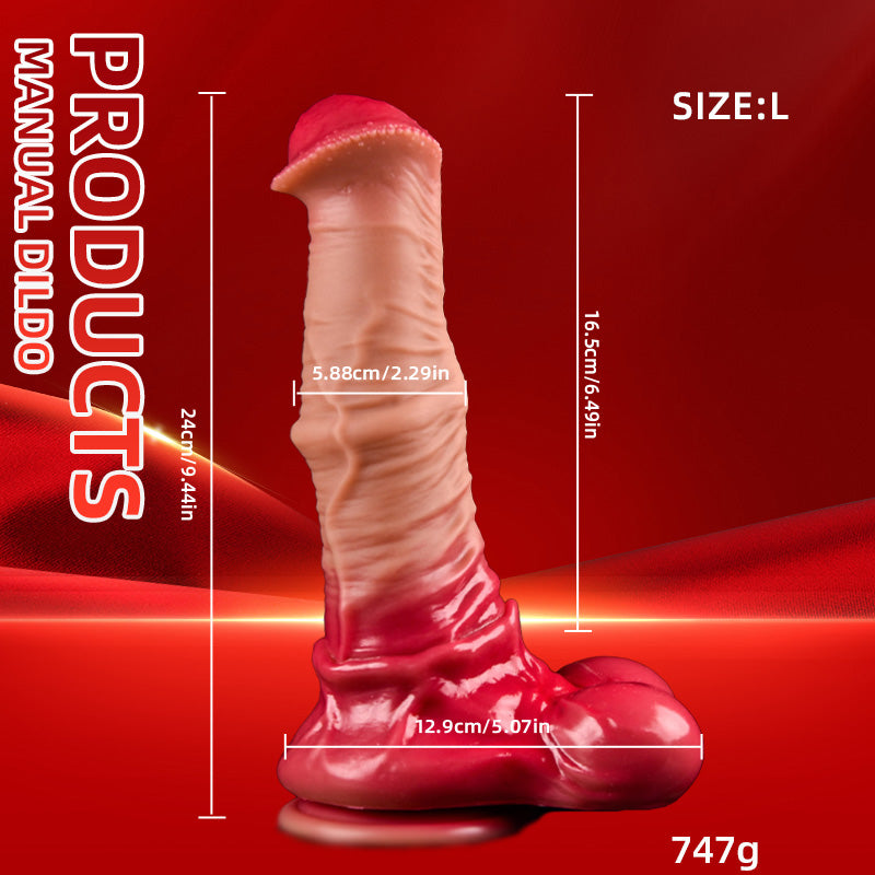 Gode cheval énorme en silicone de 33 cm (13 po) rouge