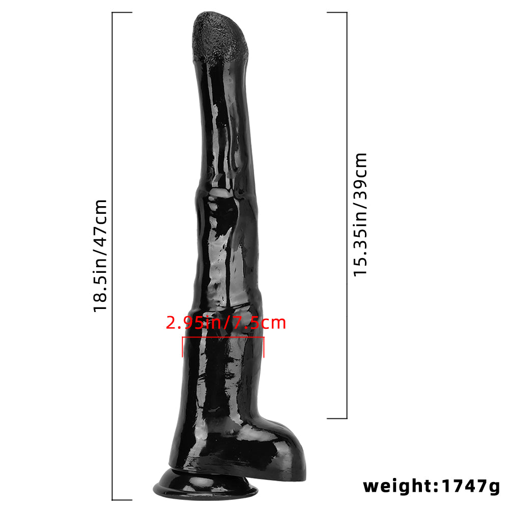 Gode géant en PVC pour cheval de 46 cm de long, noir