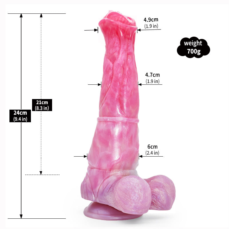 Gode cheval long 23 cm en silicone rose
