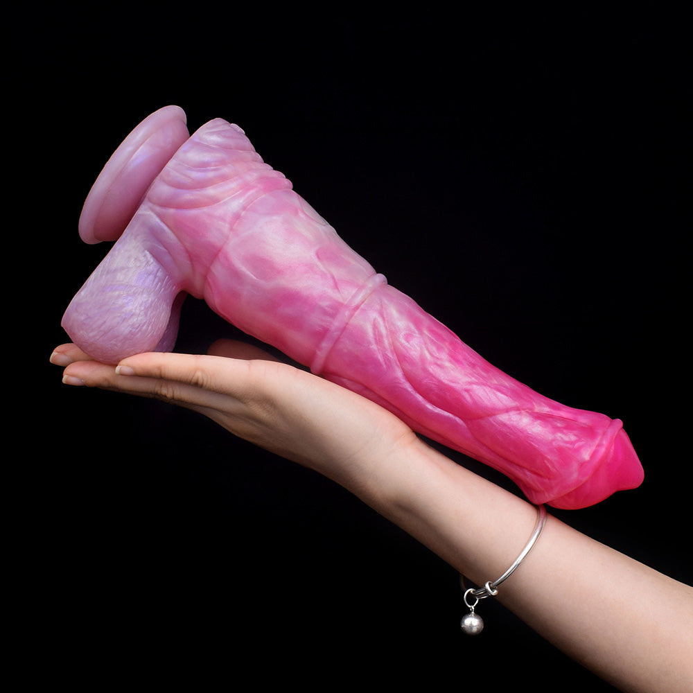 Gode cheval long 23 cm en silicone rose