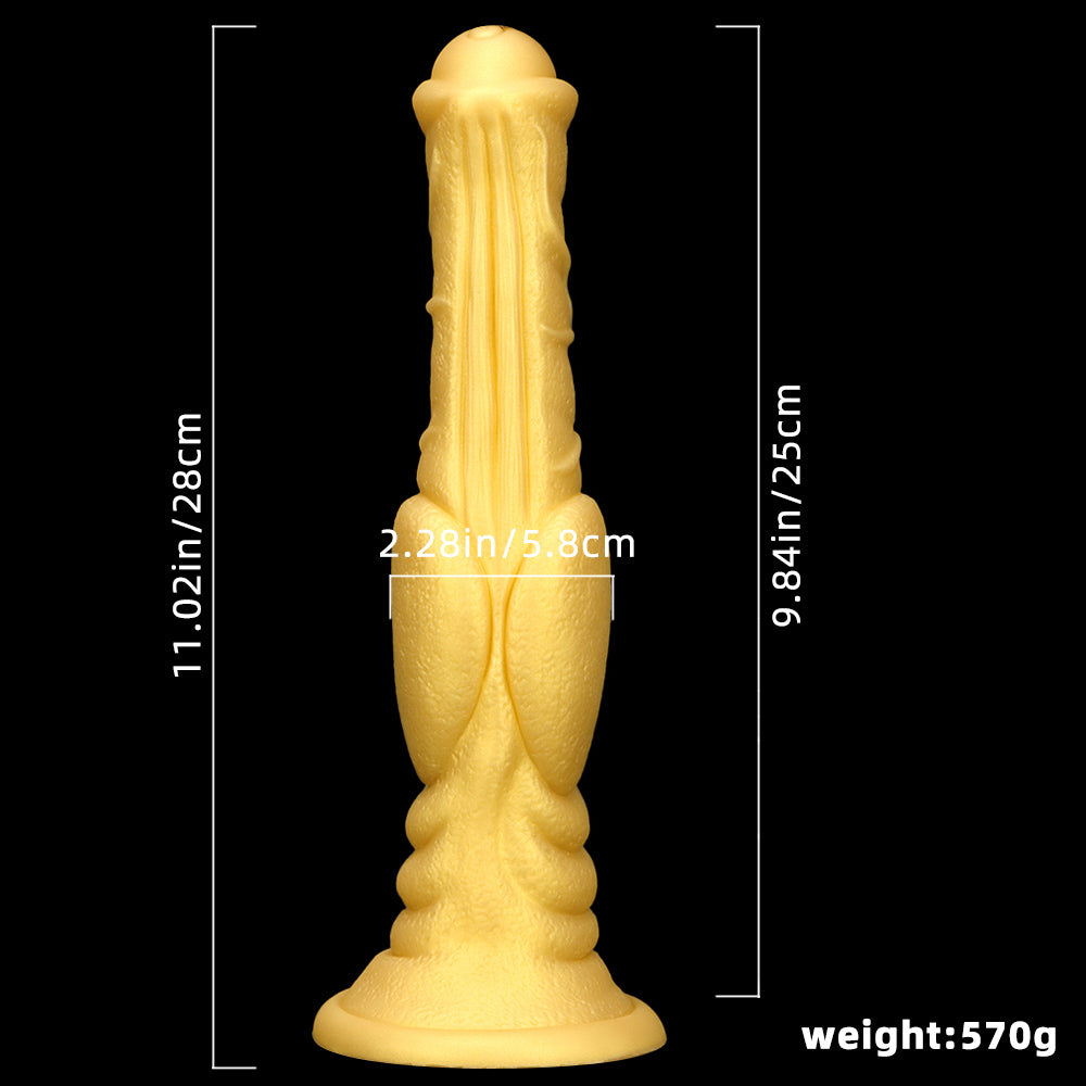 Gode cheval géant en silicone 11 pouces doré