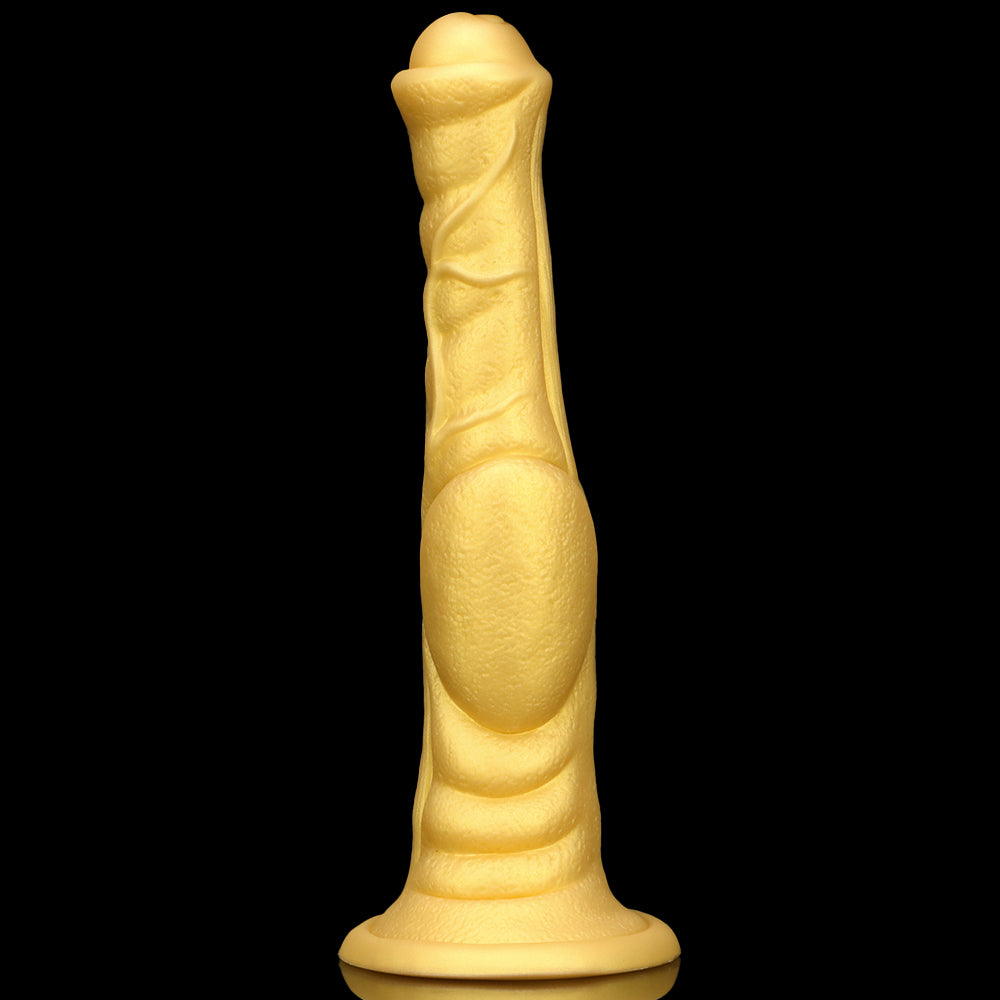 Gode cheval géant en silicone 11 pouces doré