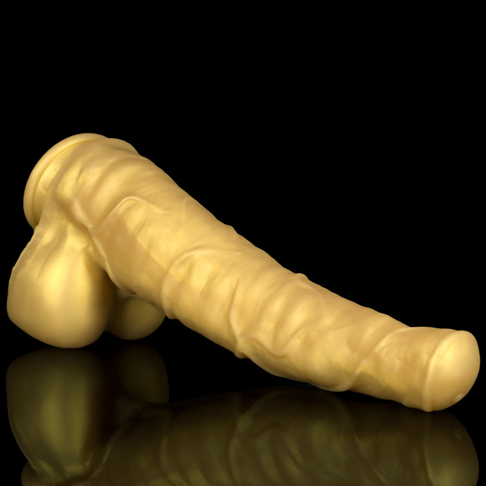 Gode cheval énorme en silicone de 15 pouces doré