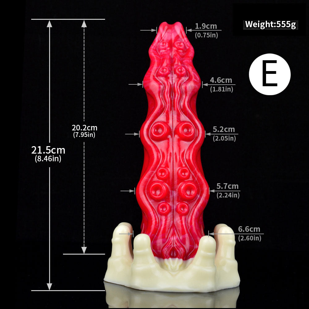Gode cheval tentacule en silicone 10 pouces rouge