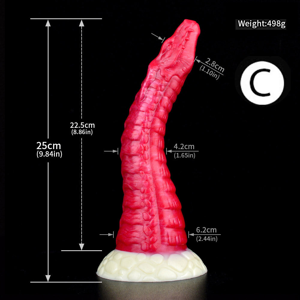 Gode cheval tentacule en silicone 10 pouces rouge