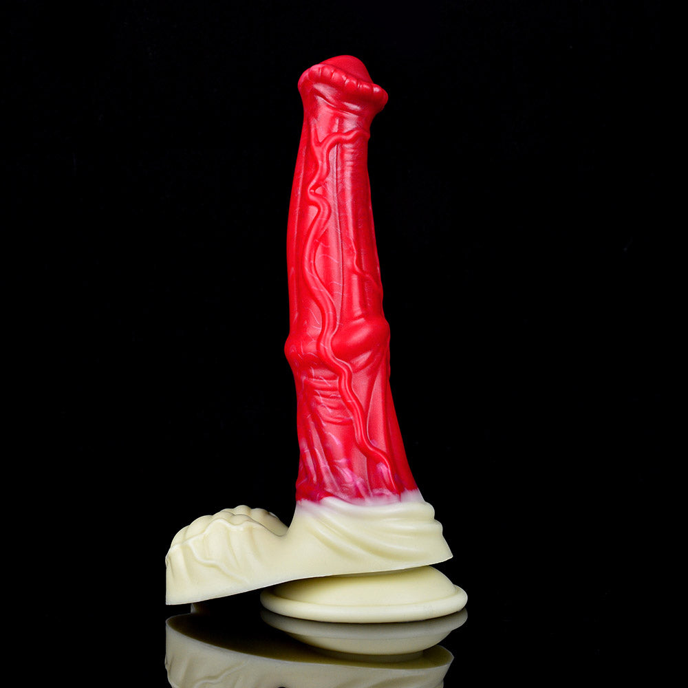 Gode cheval tentacule en silicone 10 pouces rouge