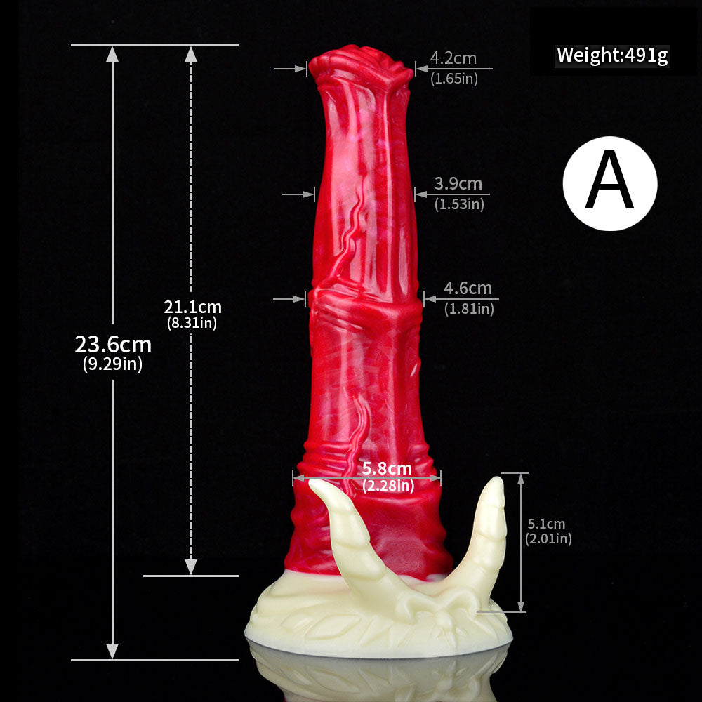 Gode cheval tentacule en silicone 10 pouces rouge