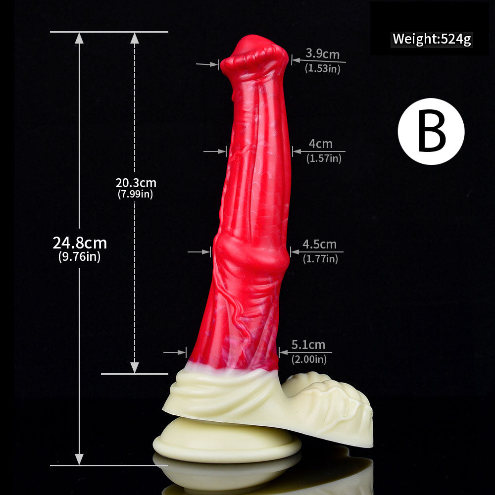 Gode cheval tentacule en silicone 10 pouces rouge