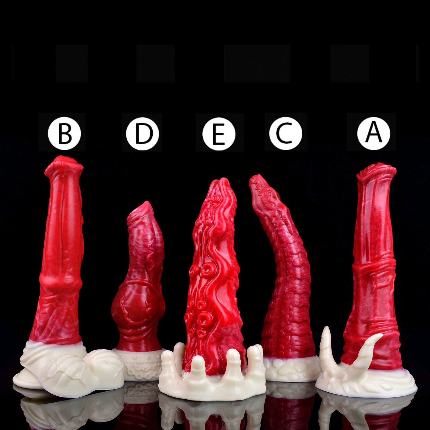 Gode cheval tentacule en silicone 10 pouces rouge