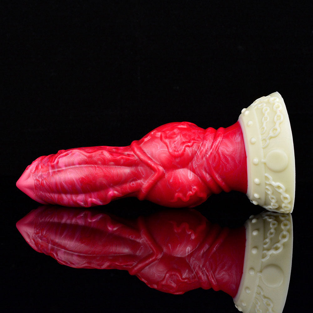 Gode cheval tentacule en silicone 10 pouces rouge