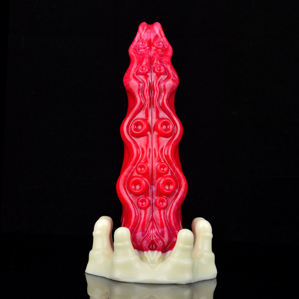 Gode cheval tentacule en silicone 10 pouces rouge