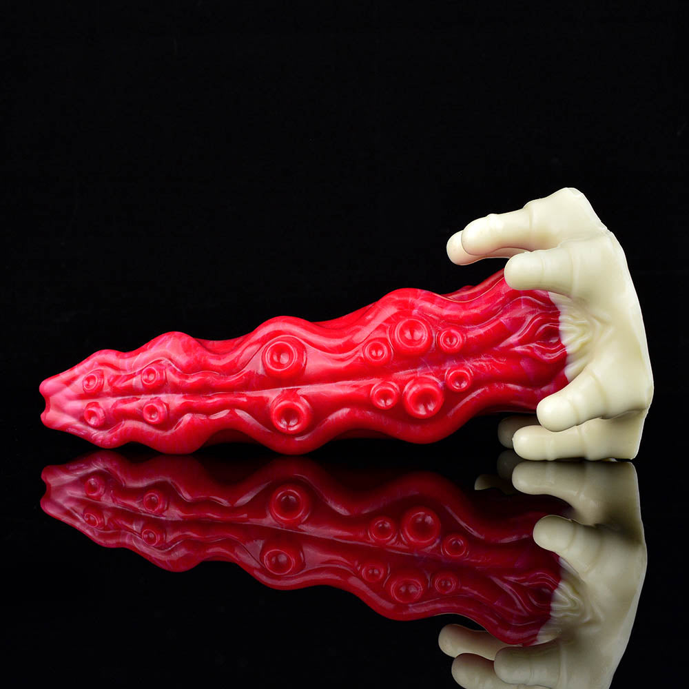 Gode cheval tentacule en silicone 10 pouces rouge
