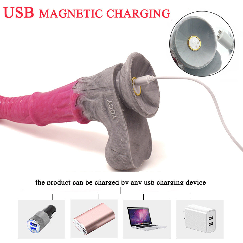 HORSE DILDO ANAL VIBRATION SILICON 10 INCH PINK