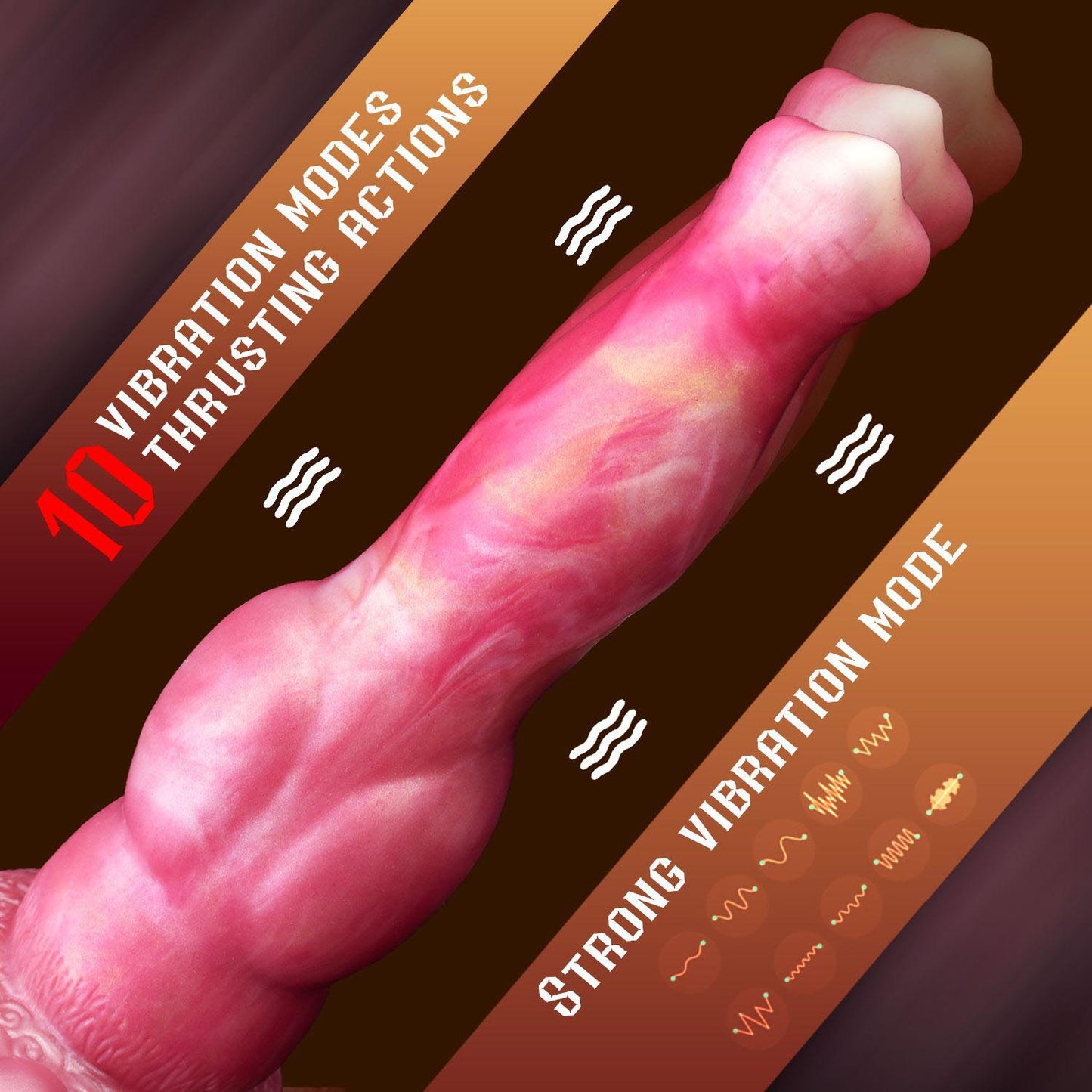 Gode cheval vibrant en silicone 23 cm rose