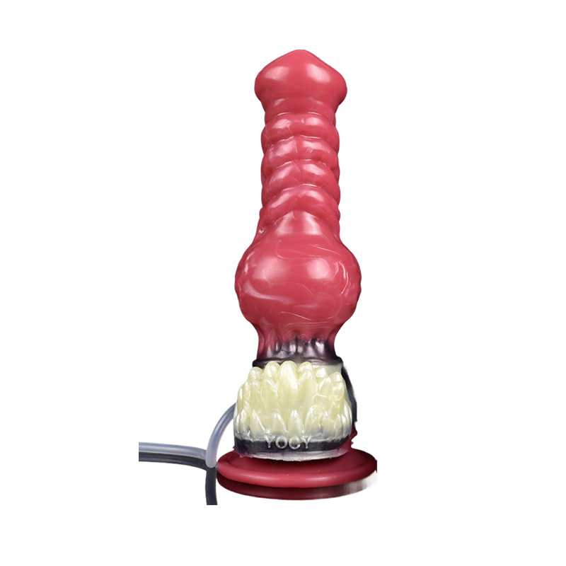 DILDO SQUIRTING EN SILICONE NOUÉ 10 POUCES ROUGE