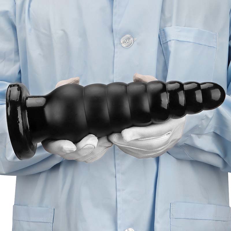 HUGE ANAL DILDO BEADED 10 INCH BLACK