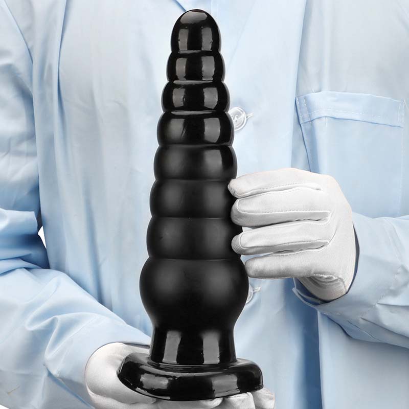 HUGE ANAL DILDO BEADED 10 INCH BLACK
