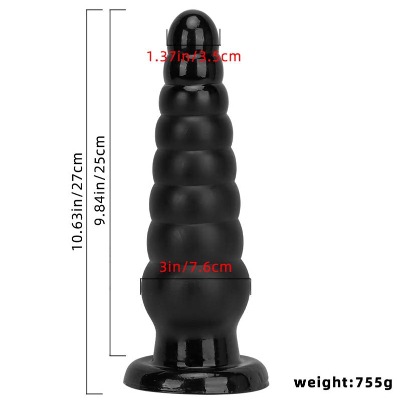 HUGE ANAL DILDO BEADED 10 INCH BLACK