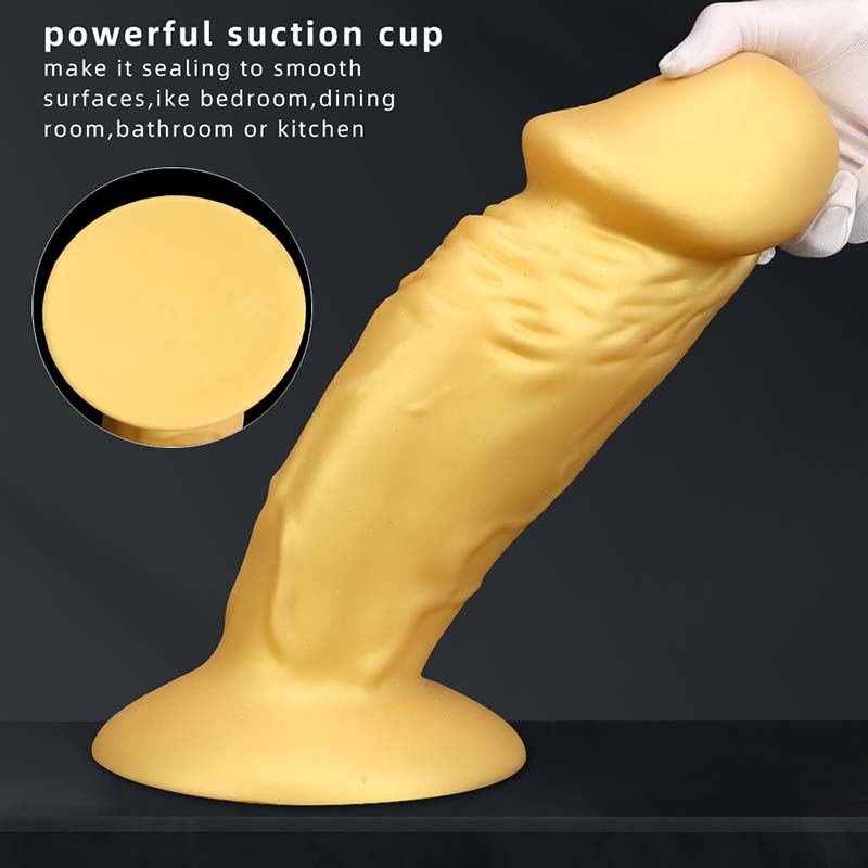 HUGE ANAL DILDO SILICONE 13 INCH GOLD